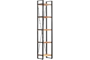 KCCLVER Bookcases & Standing Shelves 5-Tier Bookcase 15.7"x11.8"x70.9" Solid Acacia Wood,IndustrialInspired 5Tier Bookcase: D