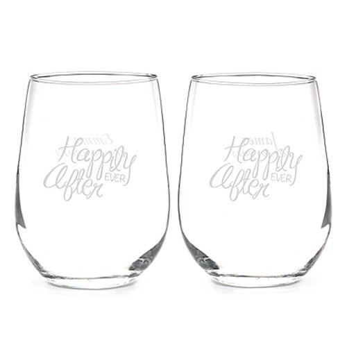 Hortense B Hewitt Happily Ever After Stem Less Wine Glasses, Set of 2