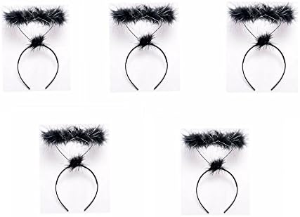Gadgets Mall Set Of 5 Feather Headband Angel Halo For children Party Hallowwen Costume Decorations (Black)