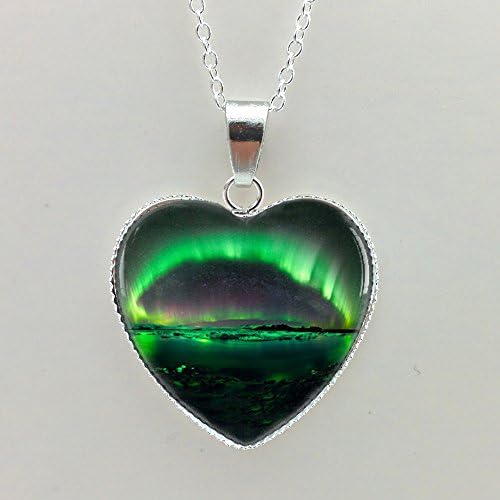Pretty Lee 2015 New Glass Dome Pendant For Jewelry Northern Lights Necklace Northern Lights Heart Pendant Northern Lights Jewelry