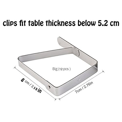 levylisa Pack of 12 Stainless Steel Tablecloth Clips for 2.05 Inch Thick Tables Outdoor Picnic Metal Tablecloth Clamps ,Table Cover Clips ,Drawing Board Clips ,Wedding Picnic indoor outdoor