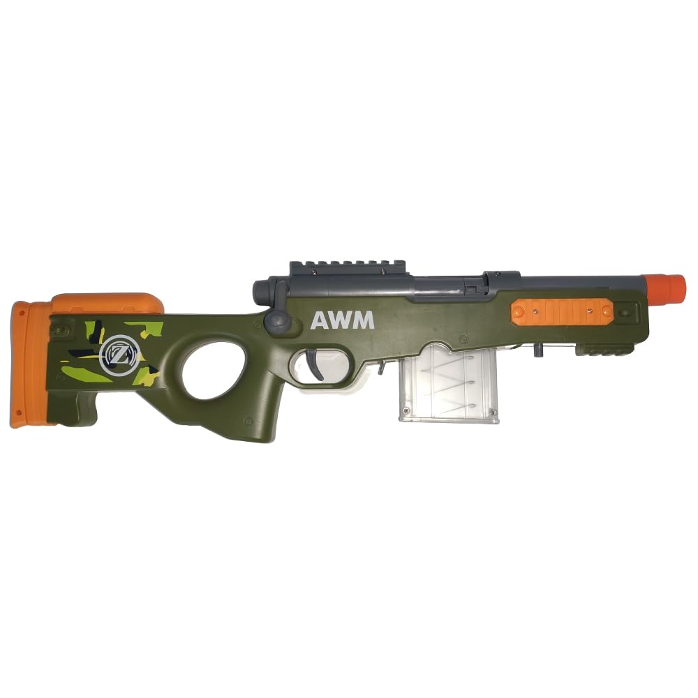 AGM MASTECH AWM Shell-Throwing Blaster Set, 40 Official Foam Darts, 12 Shells, 2 Magazines. Fun Playset for Boys Girl, Kids, and Adults (Green)