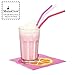 6 Pack Pink & Purple Reuseable Long drink drinking Silicone Straws & 2 Cleaning Brushes