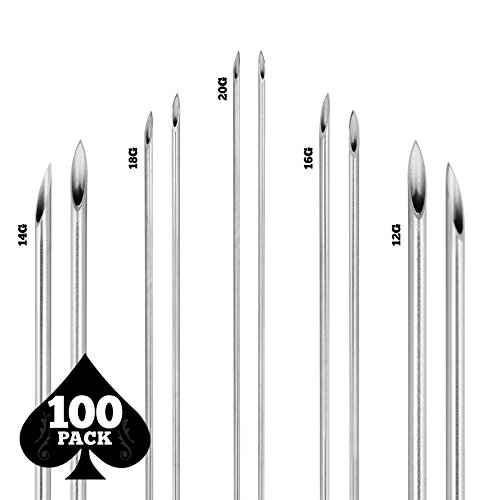 ACE Needles 100 Mix Body Piercing Needle Sizes 12g, 14g, 16g, 18g and