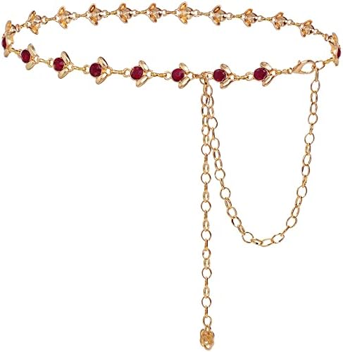 Amazon.com: TIESOME Chain Belt for Women, Rhinestone Flower  display picture 3