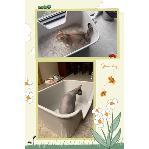 SLEEPHEAD®Extra Cat Large Litter Box with High Sides,Anti-Splashing Litter Box,Tool-Free Assembly,Multi Cat Litter Box,Jumbo Litter Box for Easier Cleaning & Superior Hygiene. （64 * 45 * 33cm）(Grey)