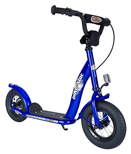 BIKESTAR® Original Safety Pro Sport Push Kick Scooter Kids with brakes, mudguard and air tires for age 5 year old children | Classic Edition with Alloy Wheels 10 Inch | Adventurous Blue