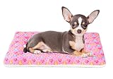 Mora Pets Ultra Soft Pet (Dog/Cat) Bed Mat with Cute Prints | Reversible Fleece Dog Crate Kennel Pad | Machine Washable Pet Bed Liner (22-Inch, Pink)