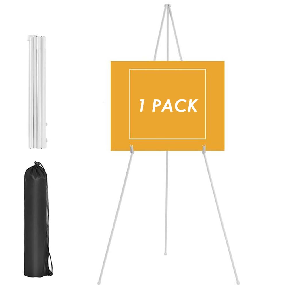 Photo 1 of 1 Pack Portable Easel Stand for Painting Canvas, 63" Metal Tripod Artist Painting Easel for Display Wedding Office Home Signs, White