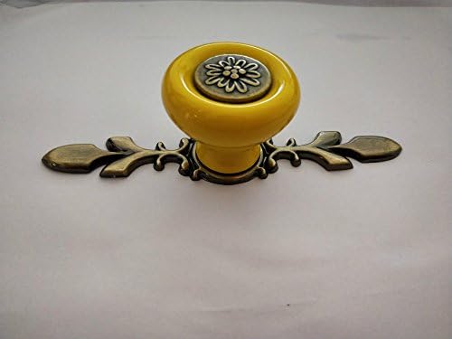 Sytian Vintage Style Ceramic Pumpkin Drawer Knobs Dresser Cabinet Cupboard Wardrobe Pull Handles Door Knobs - With Screw (Yellow)