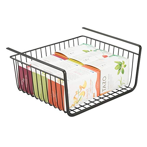 mDesign Household Metal Under Shelf Hanging Storage Bin Basket with