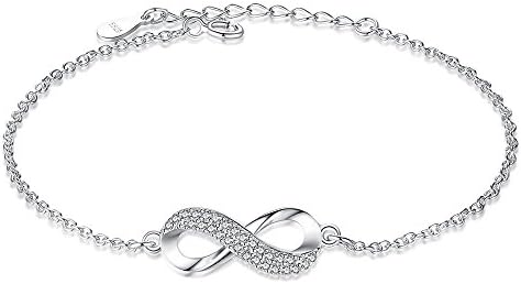 925 Sterling Silver Cubic Zirconia Infinity Bracelet Chain Bracelet