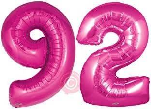 30"/80cm Helium Inflated Large Number 92 Pink Balloon -Delivered in A Box Pre-inflated - Bloonaway