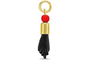 IN SEASON JEWELRY Gold Plated Red Black Figa Hand Evil Eye Protection Good Luck Charm Talisman Pendant for Men and Women - Stylish Lucky Charm Jewelry Gift for Someone You Love and Adore