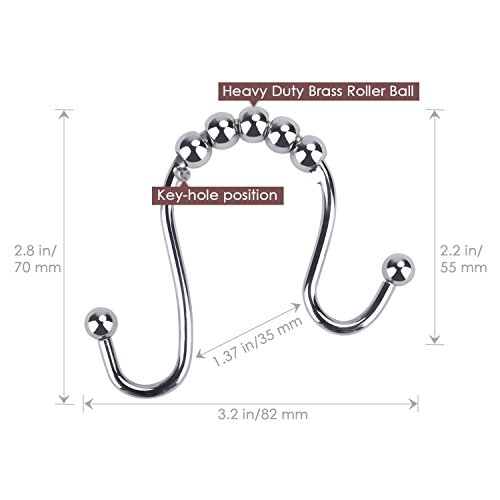 Wimaha Rustproof Shower Curtain Rings Hooks, Stainless Steel Heavy Duty