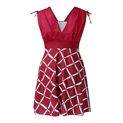 iYBUIA Tankini Swimsuits for Women Plus Size Lace Swimsuit Padded Beachwear Wine - Thumbnail 5