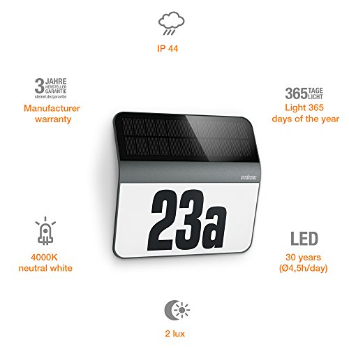 [- Steinel LED Solar Leuchte XSolar LH-N edelstahl, Dämmerungsschalter, 1100 mAh LiFe-Akku, in