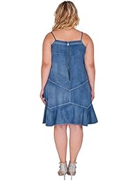 con estilo y las prácticas Plus tamaño Mujer Ruffle Spaghetti Strap Tencel denim Vestido