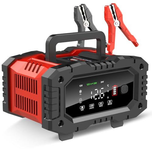 LBOYLOVE® 20 Amp Car Battery Charger, 12V/24V Trickle Charger, LiFePO4 Lead Acid Fully Automatic Battery Maintainer with Battery Repair & Winter Mode for AGM, STD, Gel, Deep Cycle Batteries