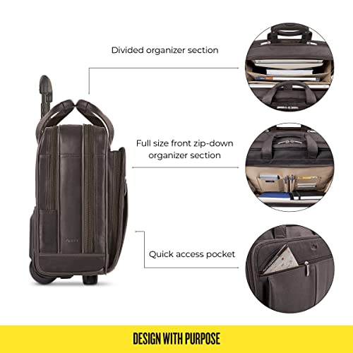 Solo New York Walker Leather Rolling Laptop Bag, Espresso Pricepulse