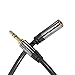 KabelDirekt – 20ft – Headphone Extension Lead Cable, 3.5mm connectors (aux Audio Cable, Male Jack Plug/Female Jack, Practically Break-Proof Metal casing, Perfect for Headphones, Black)