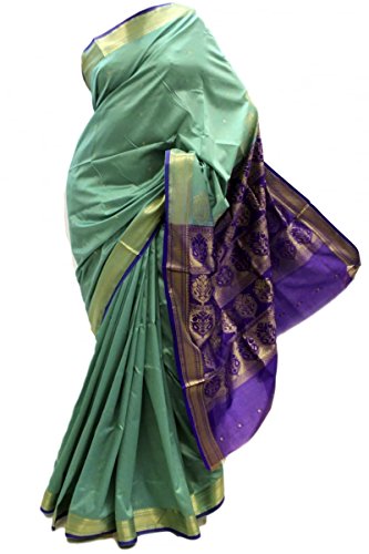 ASB3435 Sea Green and indigo Art Silk Saree