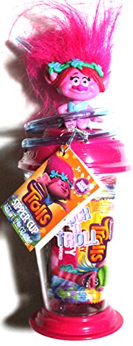 Trolls Poppy Straw Sipper Cup Filled with Taffy (Pink)