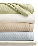 Martha Stewart Quilted Knit Cotton  Blanket, Twin, Green