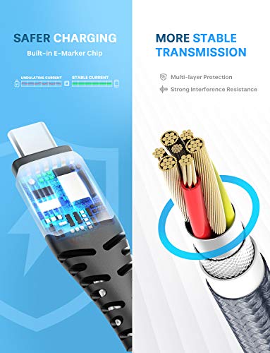 TOPELEK USB C to USB C Cable, 100W Fast Charging USB C Cable with 5Gbps 4K Video Data Transfer, Charger Cable for Samsung Galaxy S10 S9, MacBook Pro/Air, iPad Pro, Google Pixel, Huawei P30 Pro, 6.6FT - Thumbnail 5