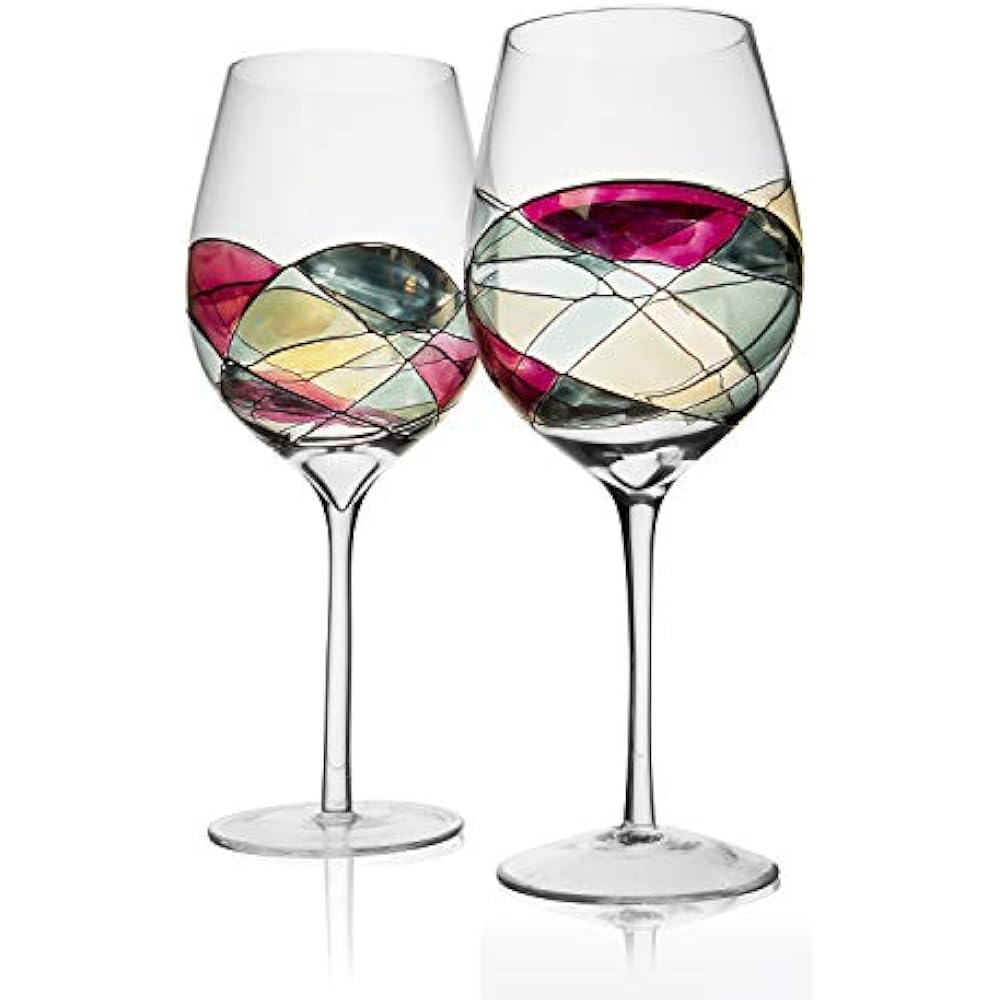 Beautiful Wine Glasses Hand Painted Glasses, Unique Gifts - Set Of 2