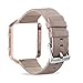GinCoband Fitbit Blaze bands,Genuine Leather bands with Frame for Fitbit Blaze Smart Fitness Watch,NO Tracker (Gray band with Rose Gold Frame, Small)