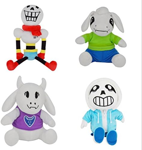 4 PCS New Cute Undertale Sans Stuffed Animal Plush Dolls Toys, Sans, Papyrus, Toriel, Asriel