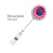Qinsuee Retractable Badge Holder with Alligator Clip, 24 inch Retractable Cord, ID Badge Reel with Sunflower, 3 Pack