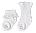 Epeius Infants Baby Girls/Boys Eyelet Ruffles Ribbed Cuff Socks 3 Pair Pack for 6-18 Months,White