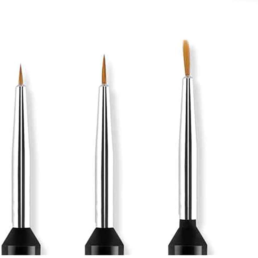 3 x Tiny Acrylic Nail Art Brush Decoration Drawing Tool Art Design Painting Pen Brush for DIY & Professional Bushes Detail Fin Tiny Small Thin Liner Fine