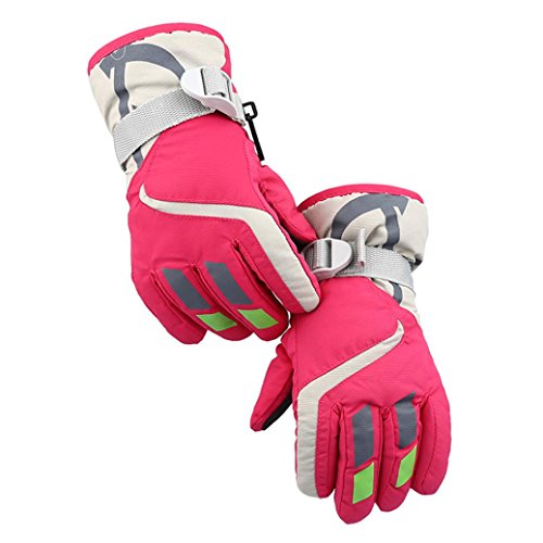 Binmer(TM) Child Winter Warm Waterproof Windproof Snow Snowboard Ski Sport Gloves (Pink) - Thumbnail 5