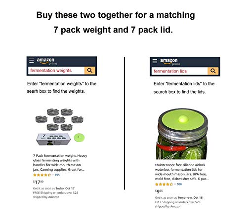 Maintenance free silicone airlock waterless fermentation lids for wide mouth mason jars. BPA free, mold free, dishwasher safe. 6 pack. Premium Presents brand.