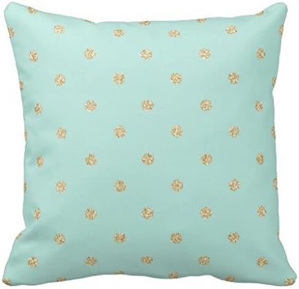 Mint Green And Gold Polka Dot Pattern Pillow Case