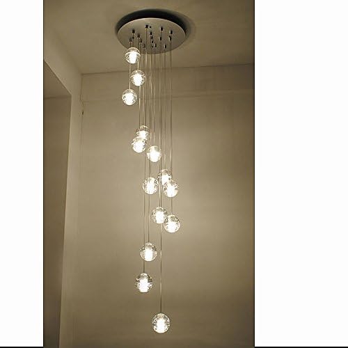 SanKD DIY Customized Balls Meteor Bubble Crystal Chandeliers Lighting Fixtures Magic Crystal Pendant Lamp (14 balls with round base)