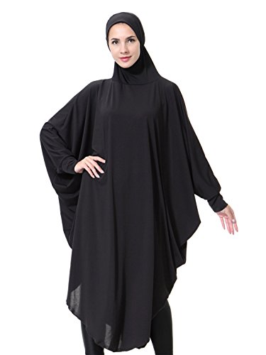 GladThink Womens Muslim Bat's-wing-sleeves Dress Hijab Two in One M