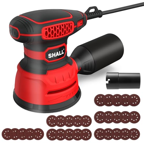 SHALL 350W eccentric sanders, with 30 sanding sheets, 6 speeds, 125 mm hand tool, dust extraction function, suitable for sanding, polishing and woodworking.