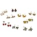 9 Pairs Mix and Match Color Cute Opal Animals Cat Rose Daisy Square White Pearl Circle Oval Jewelry Stud Earrings Set