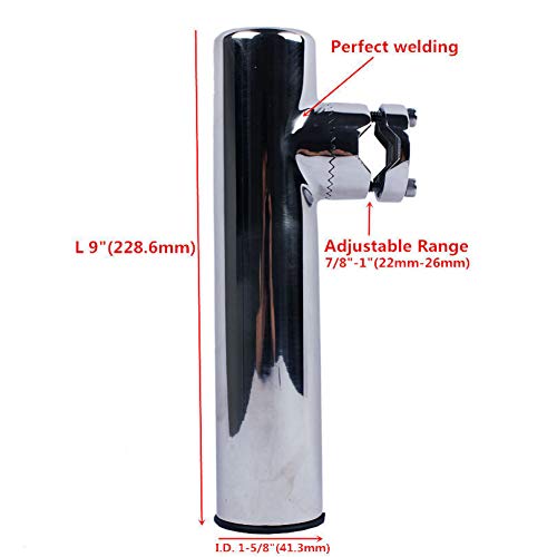 QIUXIANG-EU 2 Stück Marine Angelrute Edelstahl Angelgerät Drehbarer Rutenhalter Angelrutenhalter mit Klemme für Rohr 7/8… – Bild 5