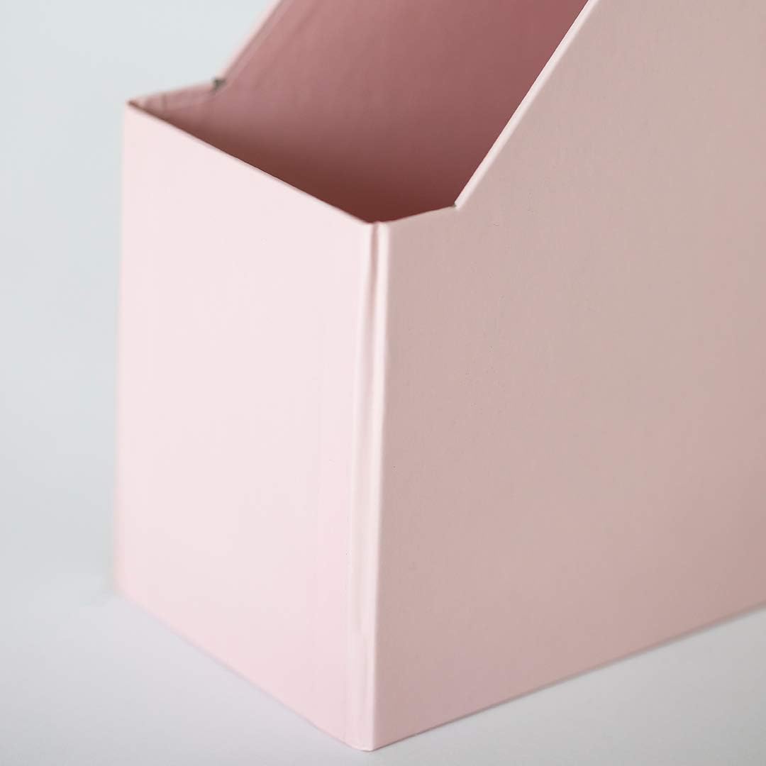 Blu Monaco Foldable Pink Magazine Holder with Gold Label Holder - Set of 6 - Cardboard Magazine File Boxes Desk File Organizer: Home & Kitchen