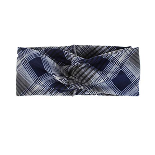 Tomppy Twist Turban Headbands for Women Girls Sports Hairband Plaid Criss Cross Head Wrap Headwear Hair Decor Blue