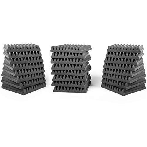 ACOUSPANEL Akustikschaumstoff 24 Akustikpaneele, 30x30x4cm, Flammhemmend, Schalldämmung Wand Schallabsorber Acoustic Foam Anthrazitgrau Unkomprimiert Im Vakuum