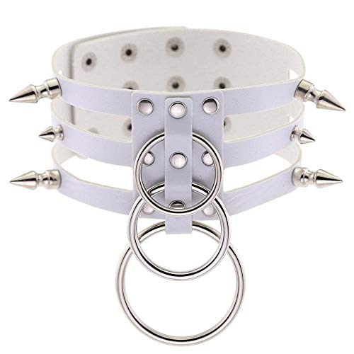 Sexy-Gioielli-Girocollo-Ragazze-alla-Moda-Sexy-Rock-Harajuku-Gothic-Black-Goth-Collare-di-Cuoio-Punk-Collana-del-Punto-Metal-Color-Bianca-Size-Gratuito
