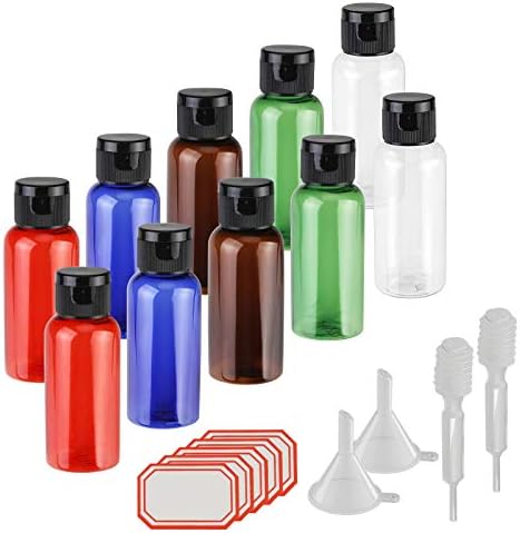 Travel Bottles,KAKOO 10 Pcs Travel Size Bottle Toiletries Liquid Containers with Flip Caps for Cosmetics,Lotion,Shampoo,Conditioner,Shower Gel,Cream (multicolour)