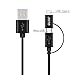 Type C/Micro USB 2-in-1 Duo Cable (3.3 ft), JOTO Micro Type-C Duo Cable with Type C Convert Adapter, Charging Data Sync Cable for Both Micro USB Devices and Type-C Devices (Black)
