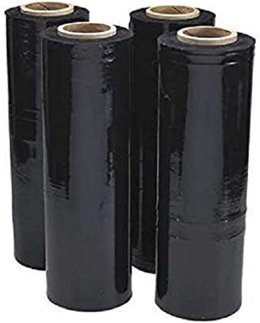 18" x 1500' 80 Ga 4 Rolls Pallet Wrap Stretch Film Hand Shrink Wrap 1500FT Black